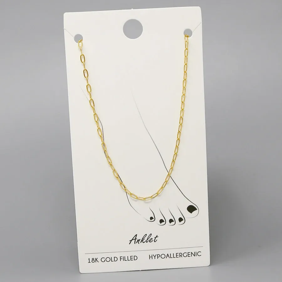 18K Gold Filled Paperclip Chain Anklet