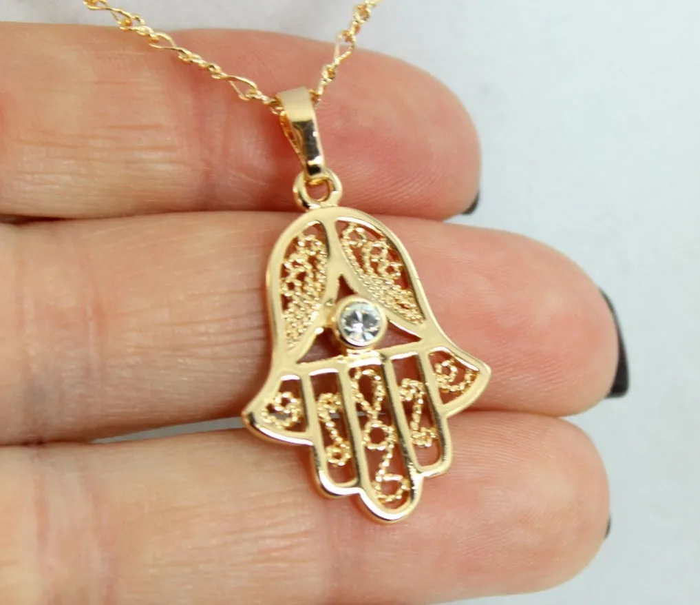 24K Gold Filled  Hamsa Necklace