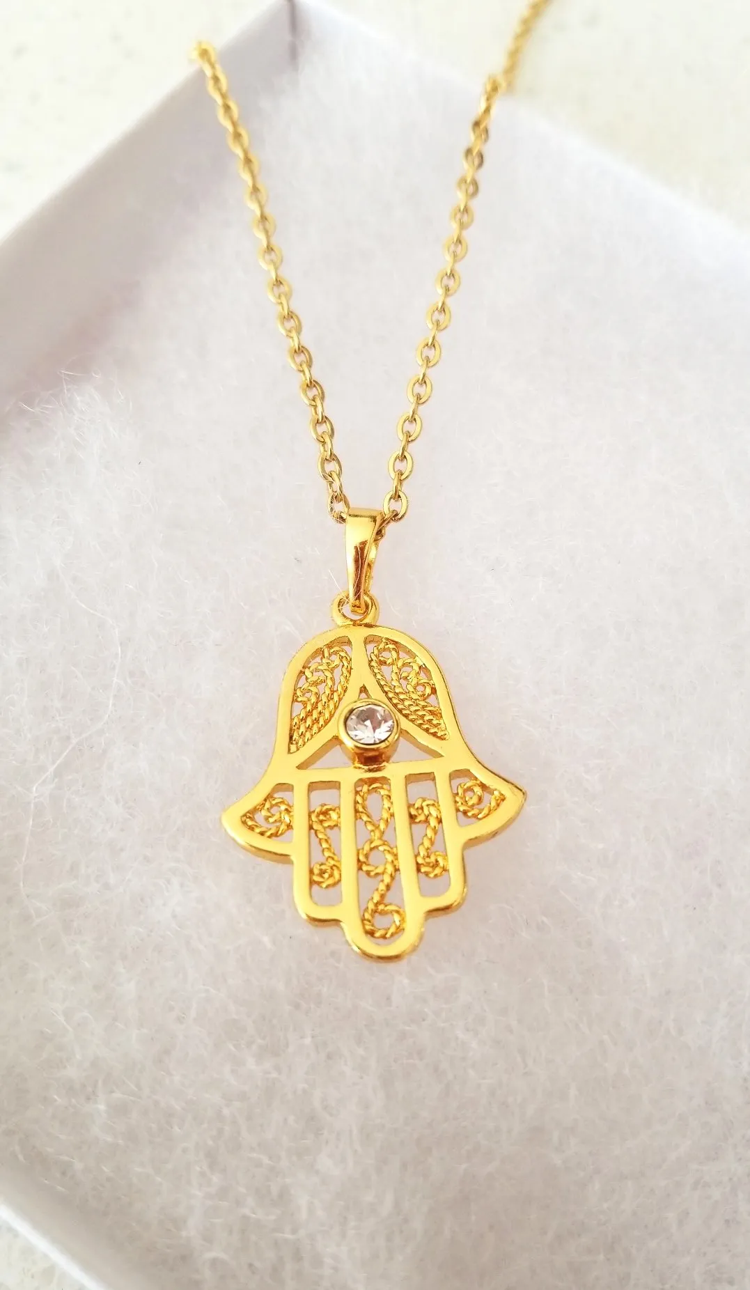 24K Gold Filled  Hamsa Necklace