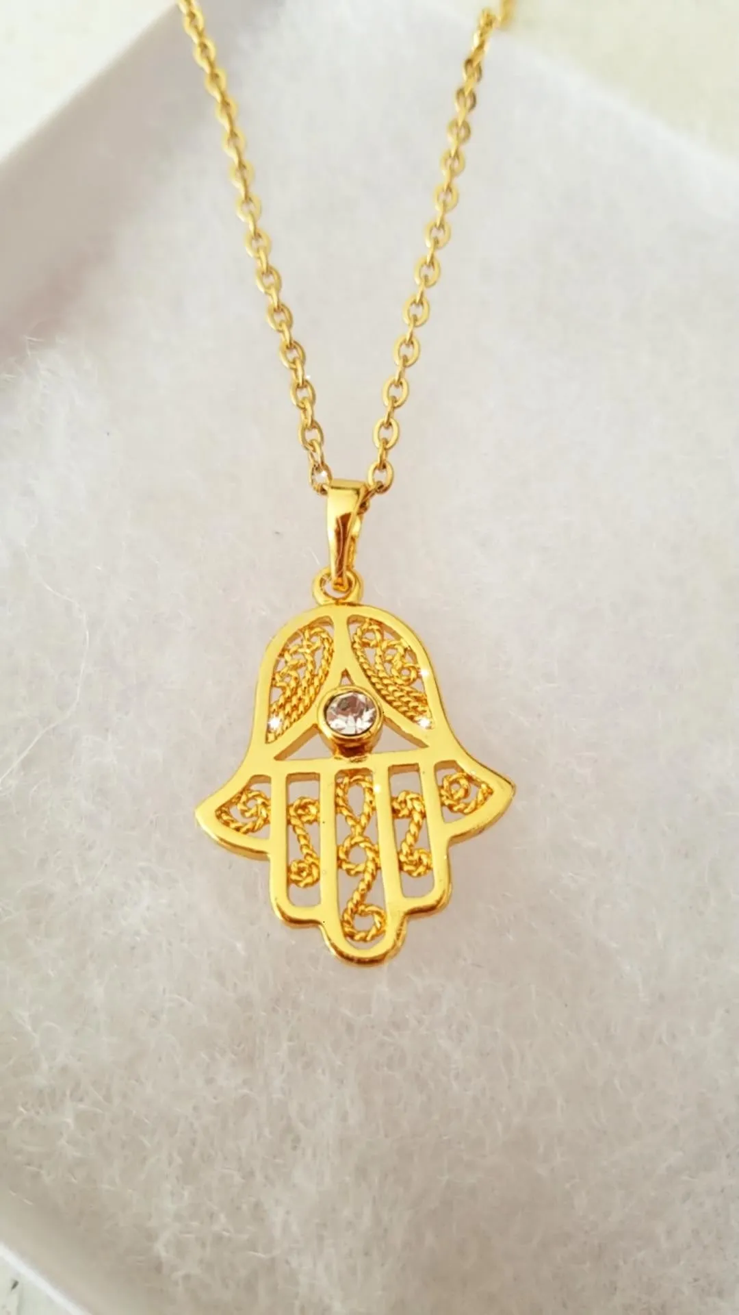 24K Gold Filled  Hamsa Necklace