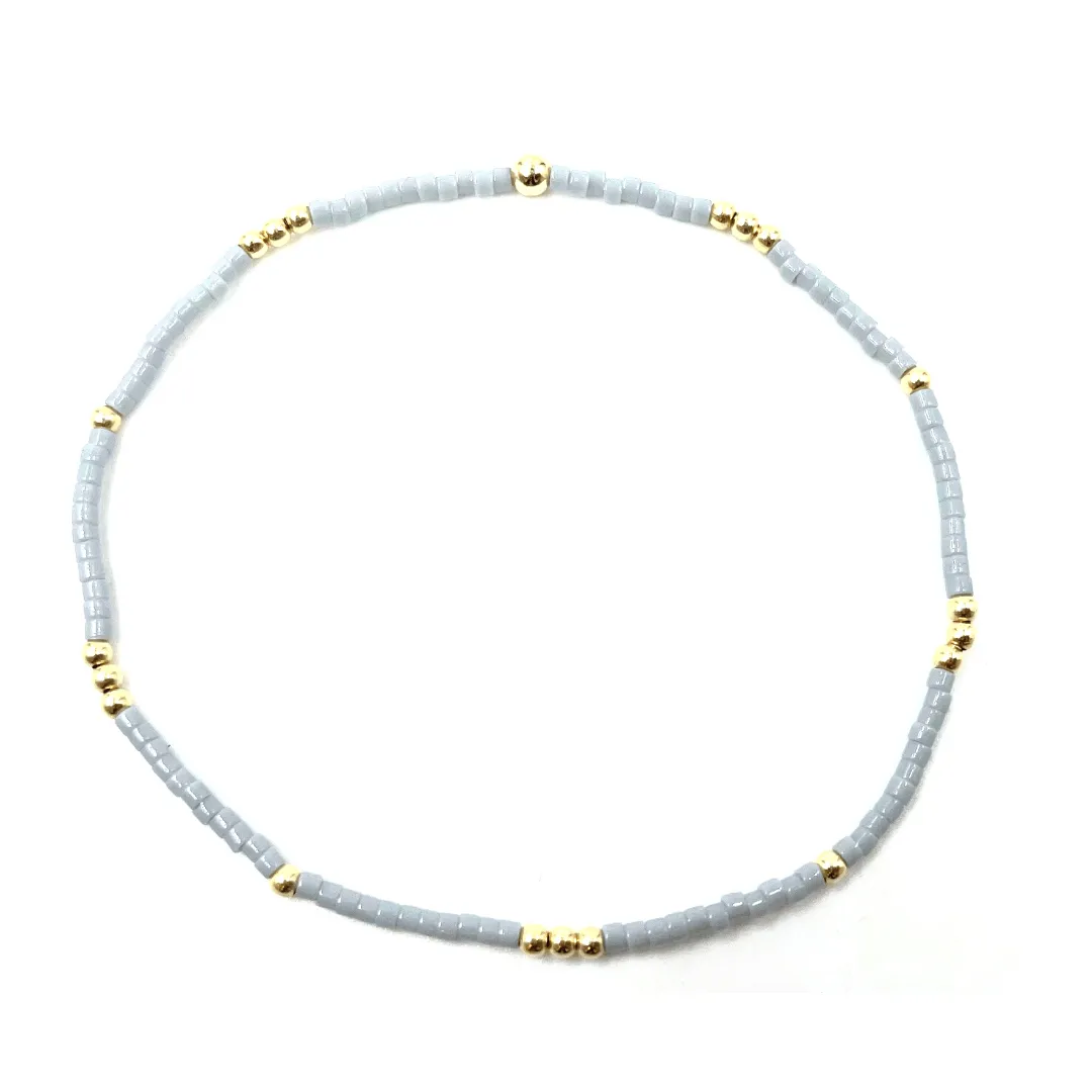 2mm Newport CLOUD GRAY + Gold Filled Waterproof Bracelet