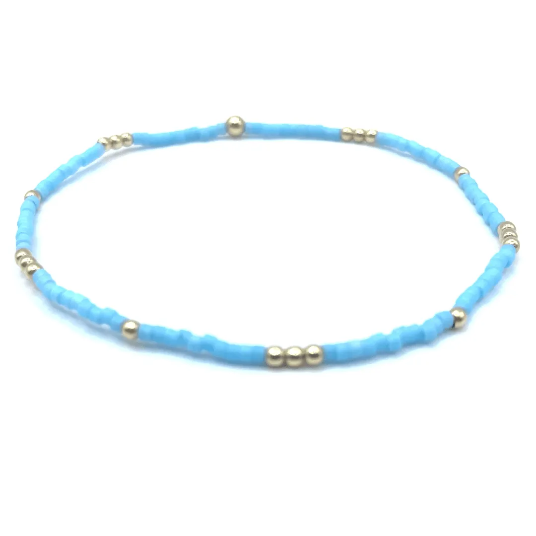 2mm Newport TRUE TURQUOISE + Gold Filled Waterproof Bracelet