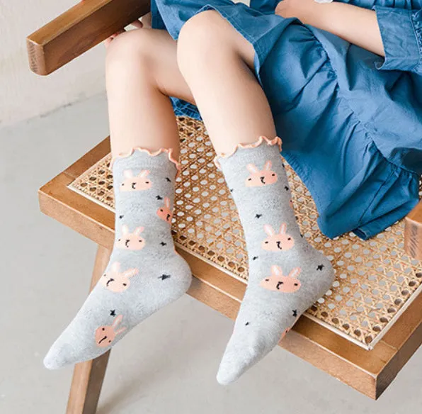 3 Pack Kids' Socks | Cotton | Flamingo+Cat+Rabbit