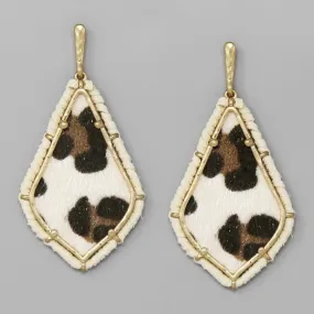 Animal Print Faux Fur Vintage Frame Drop Earrings