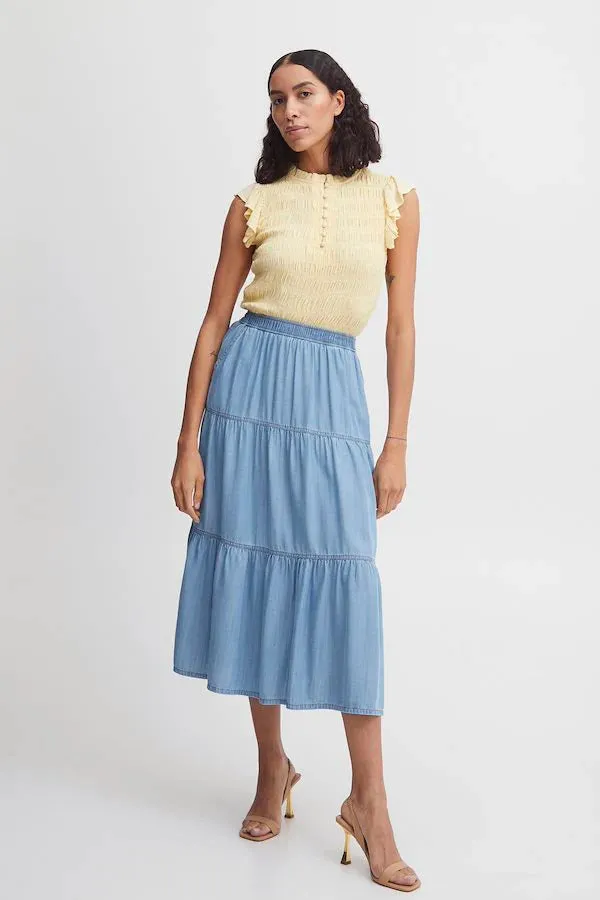 B Young Lana Long Denim Skirt