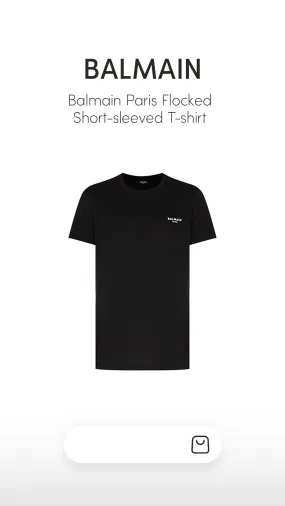 Balmain Paris Flocked Short-sleeved T-shirt - Black