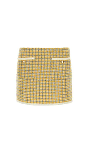 Bouclé Check-Pattern High-Waist Mini Skirt