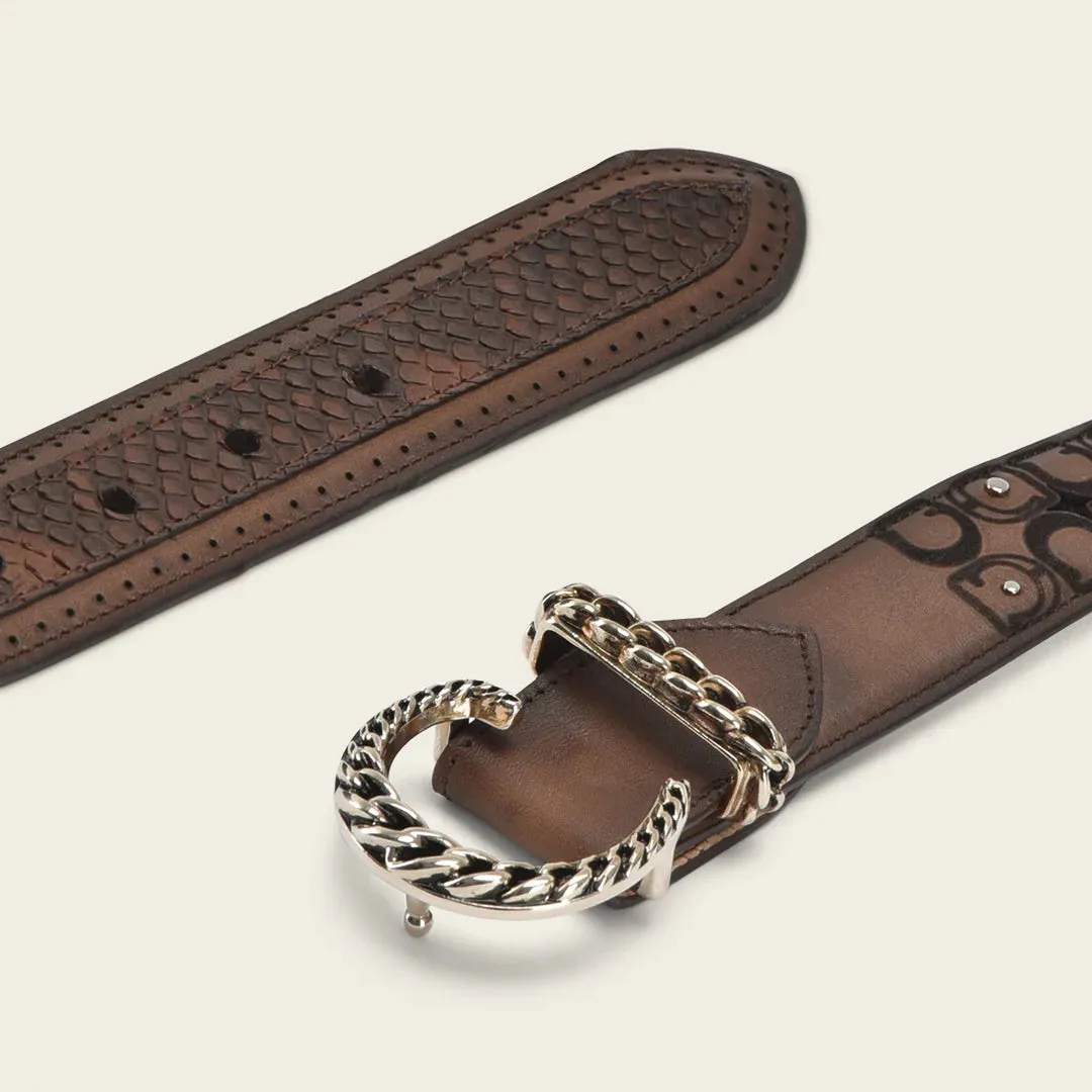 CDA30PH - Cuadra brown western cowgirl python belt for women