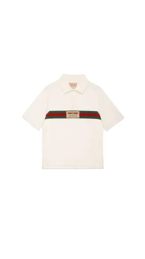 Children's Cotton Polo Top With Web - Ivory