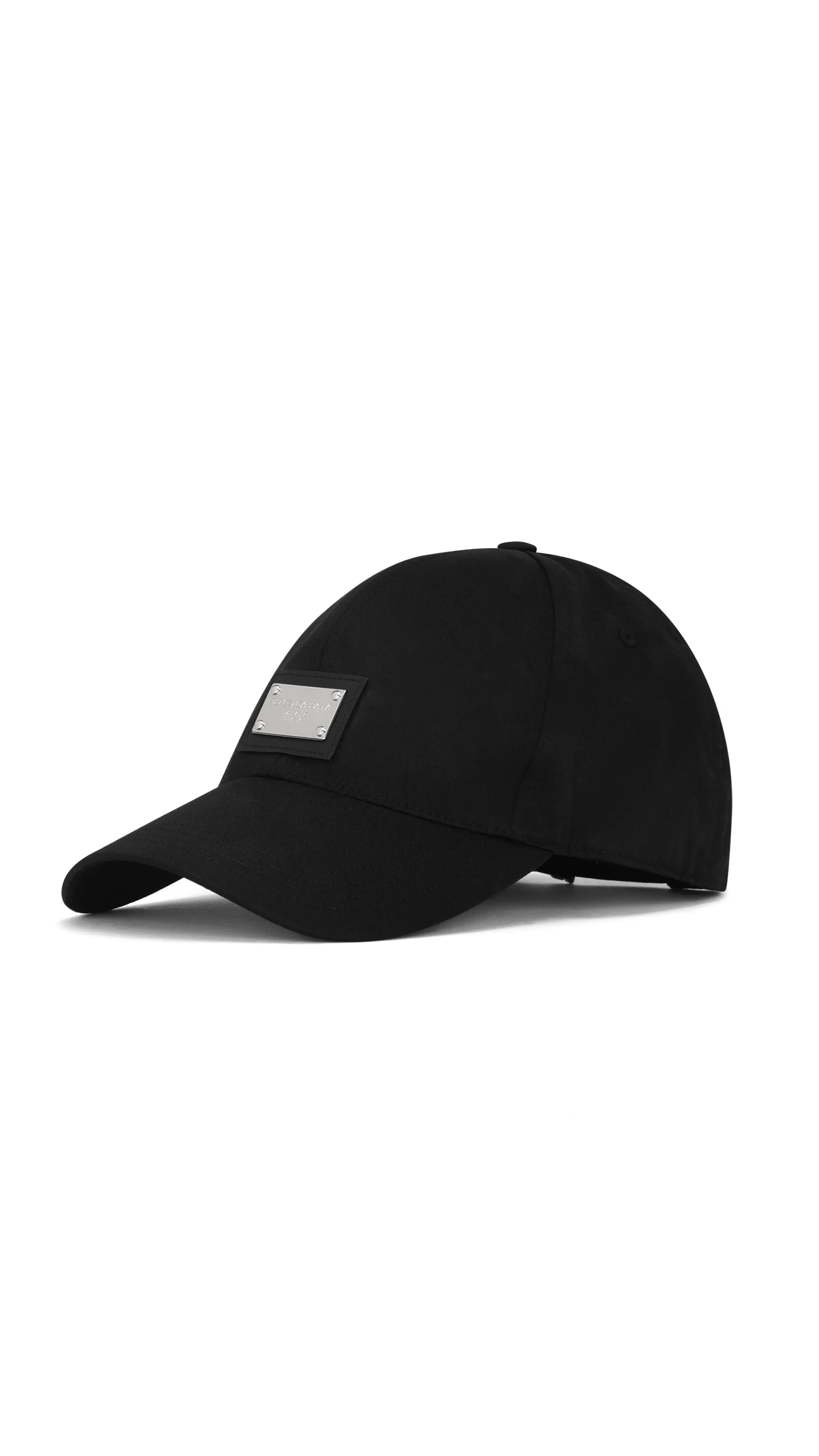 Cotton Baseball Cap with Branded Tag - Black