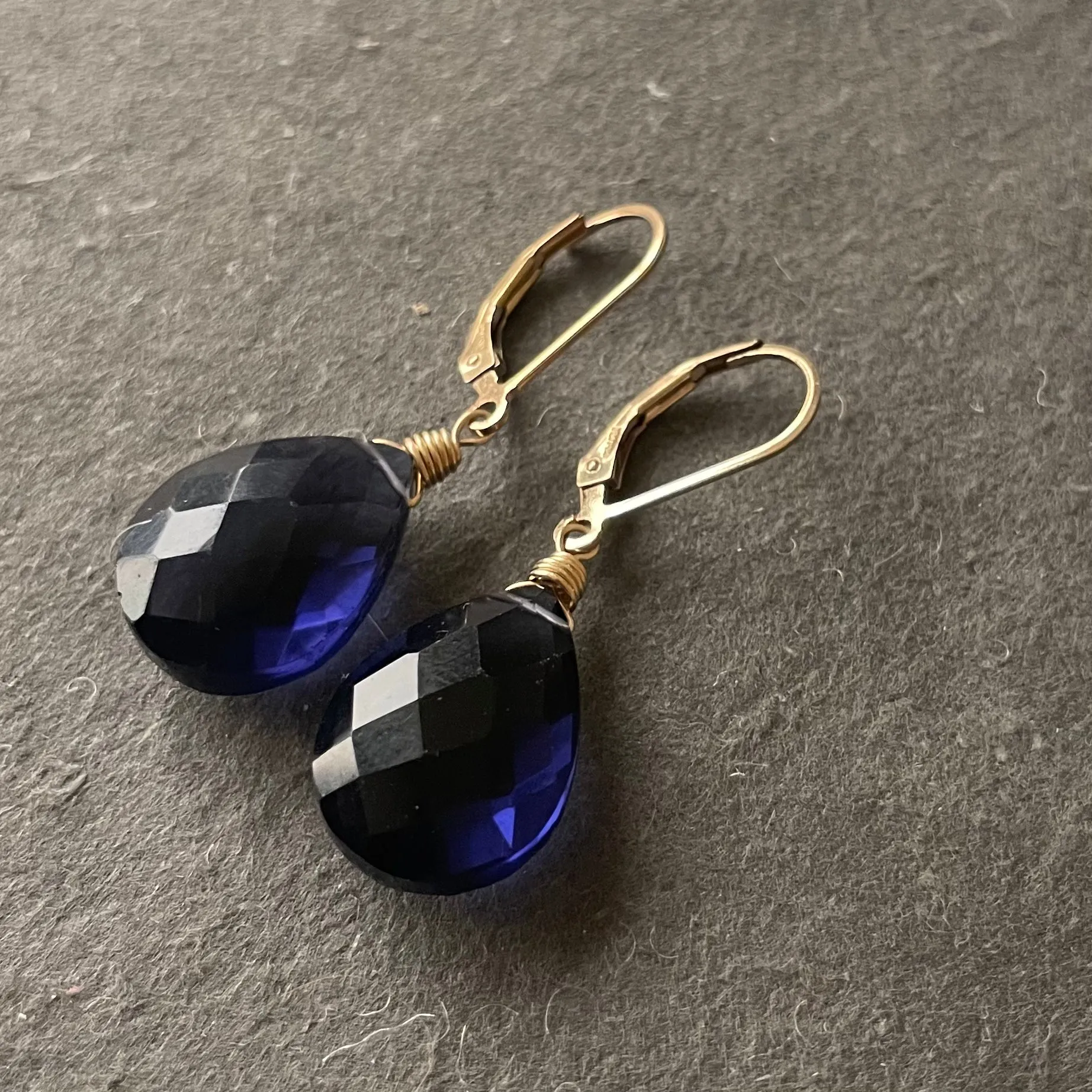 Deep Tanzanite Quartz Leverback Earrings