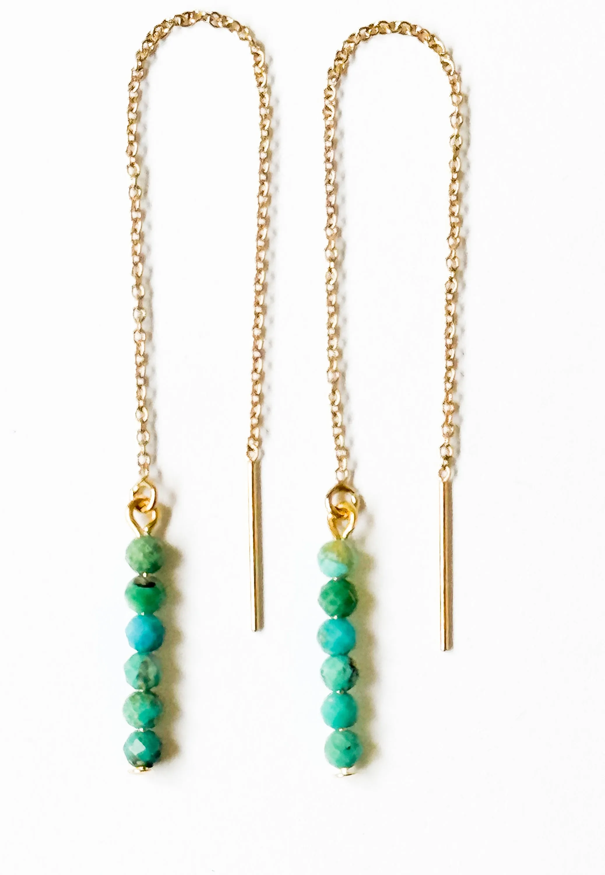 Delicate Gold Filled Turquoise Threader Earrings