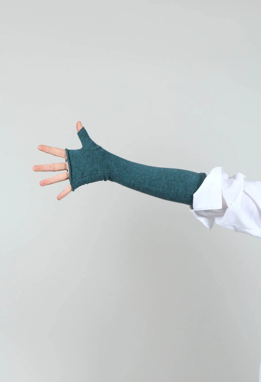 Fingerless Long Gloves in Ink Faux