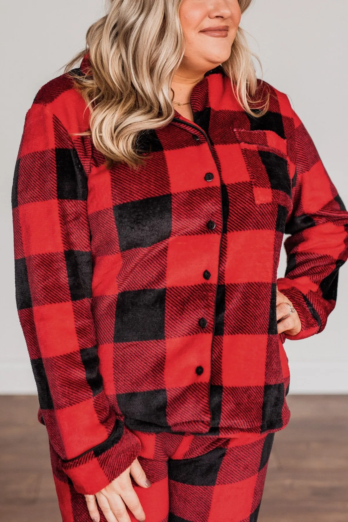 Fireside Comfort Buffalo Plaid Lounge Top- Red