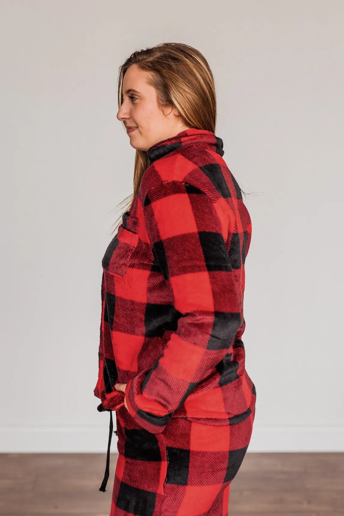 Fireside Comfort Buffalo Plaid Lounge Top- Red