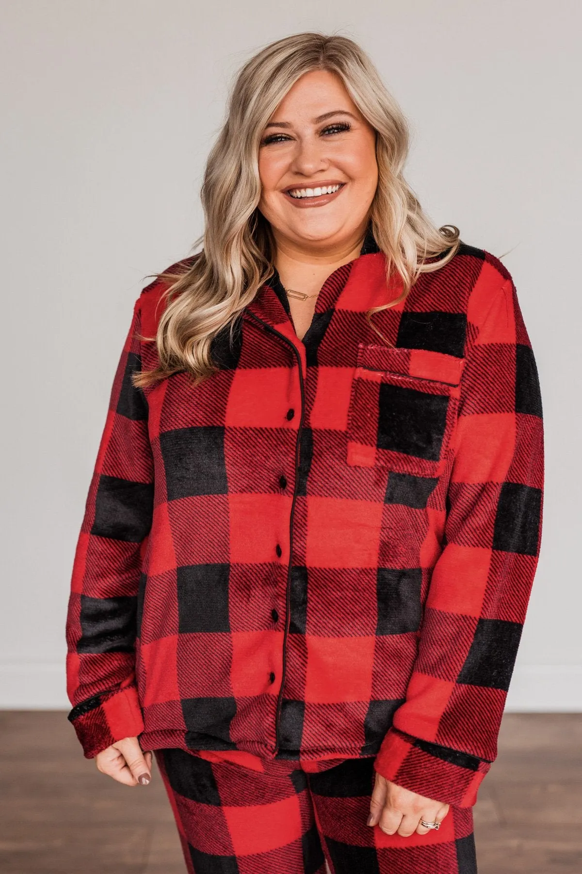 Fireside Comfort Buffalo Plaid Lounge Top- Red