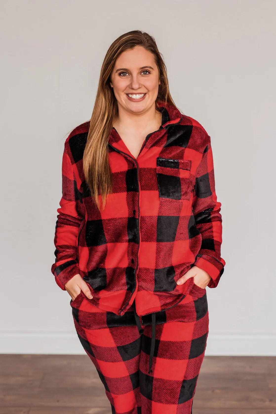 Fireside Comfort Buffalo Plaid Lounge Top- Red