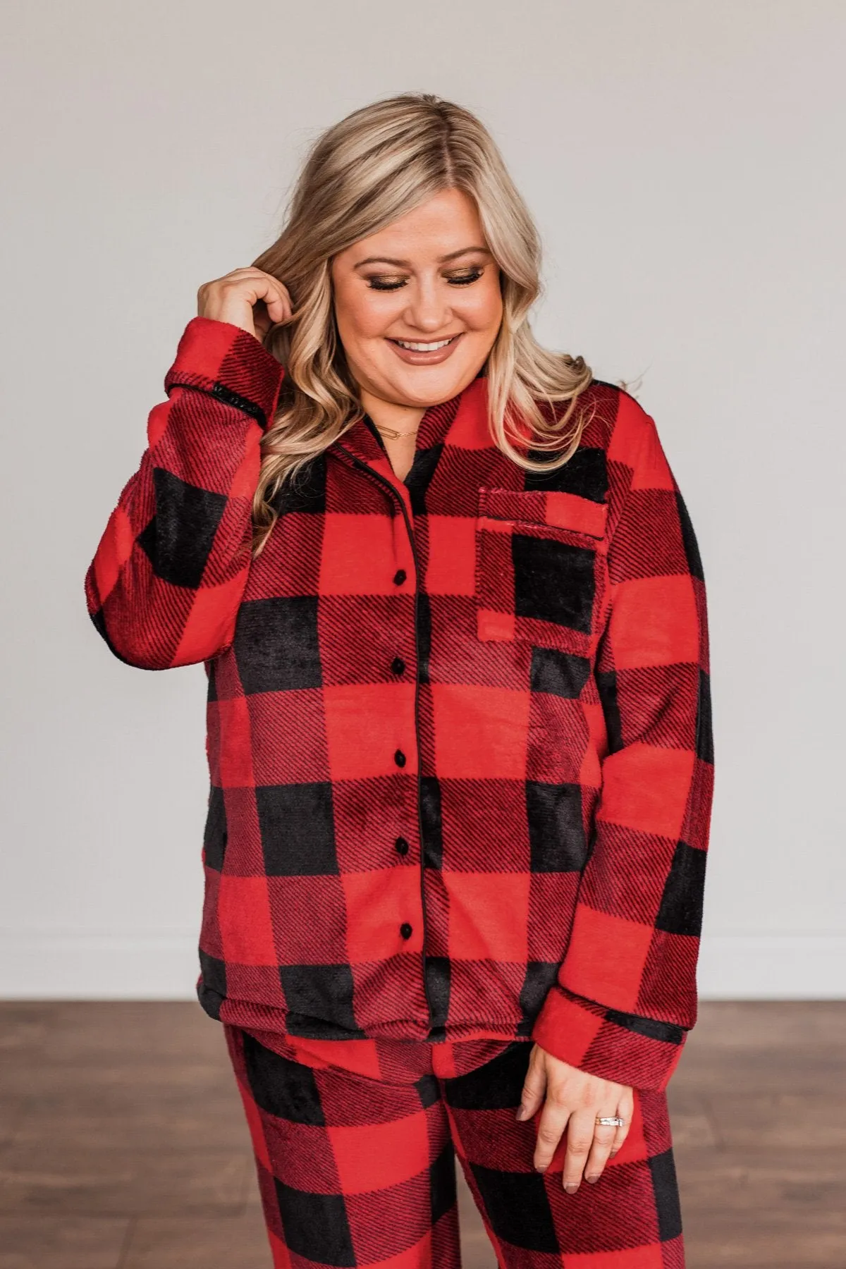 Fireside Comfort Buffalo Plaid Lounge Top- Red