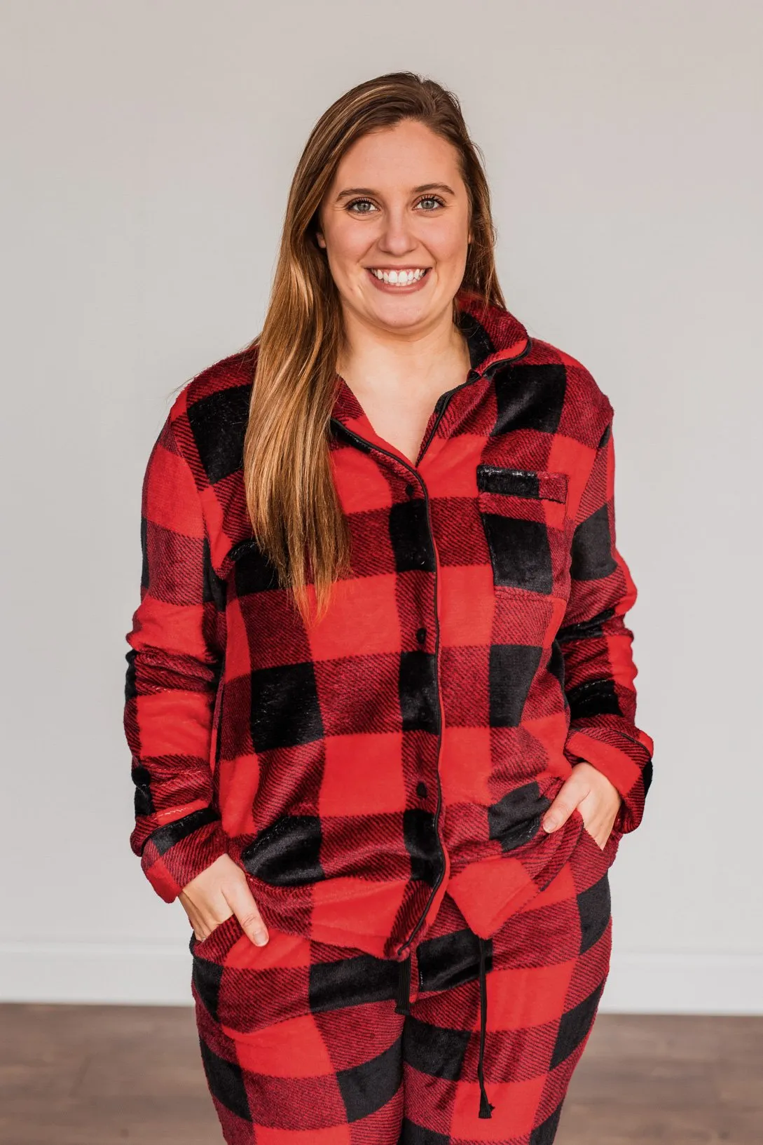 Fireside Comfort Buffalo Plaid Lounge Top- Red