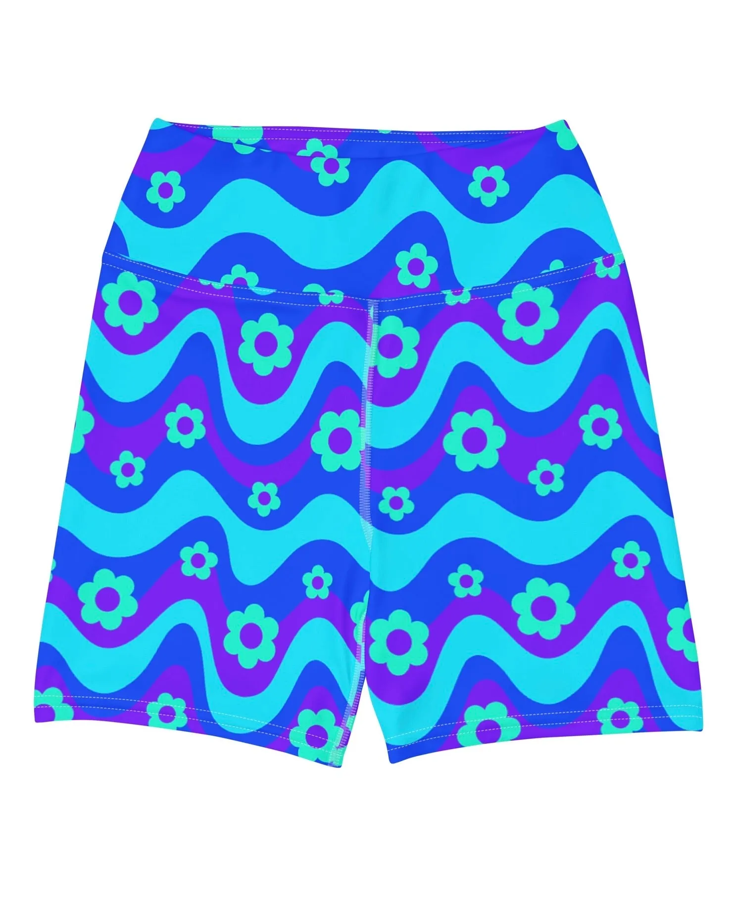 Flower Power Blue Yoga Shorts