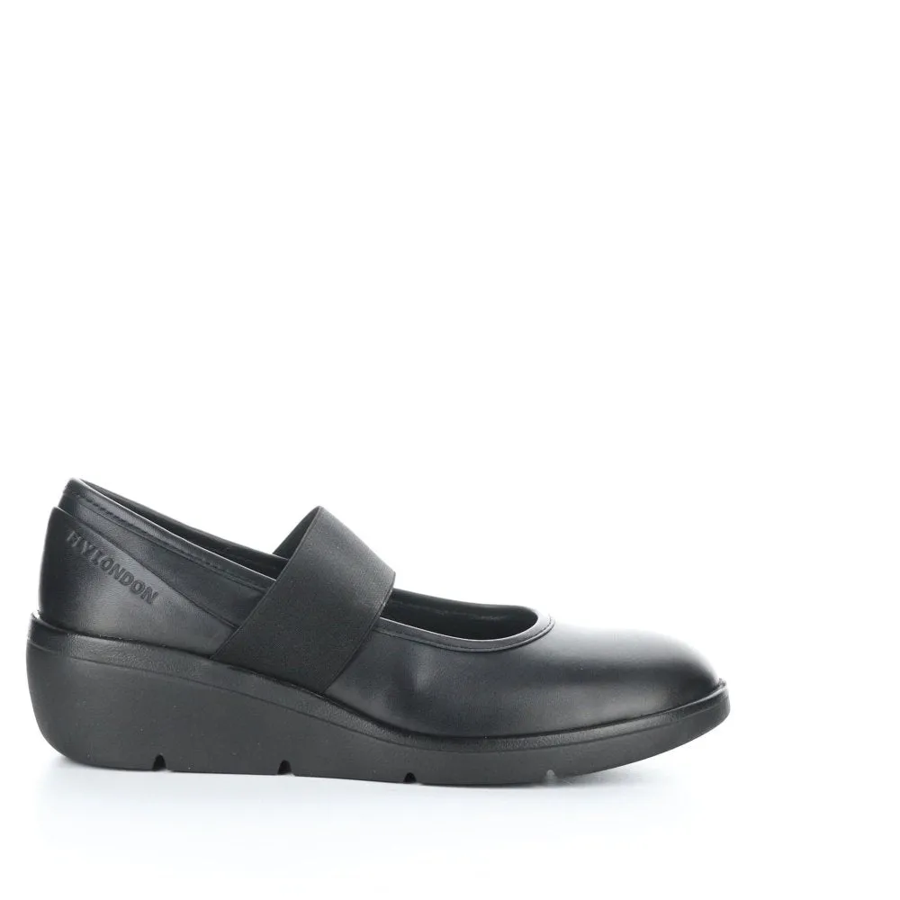 Fly London Nara Strap Wedge - Black Dakota