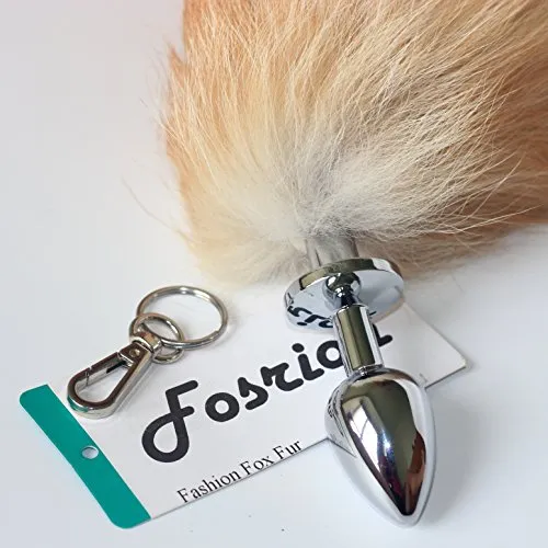 Fosrion Versatile Tail Stainless Steel Fox Tail: Sensual Anal Plug & Stylish Keychain (Medium Plug, Yellow)