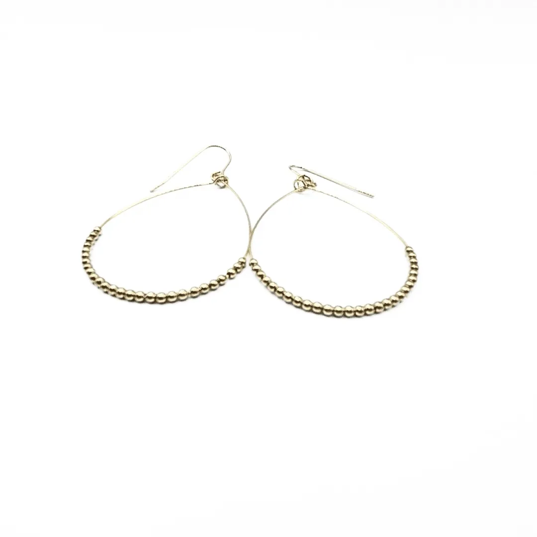 Gold-Filled Teardrop Beaded Hoop Danglers - Waterproof