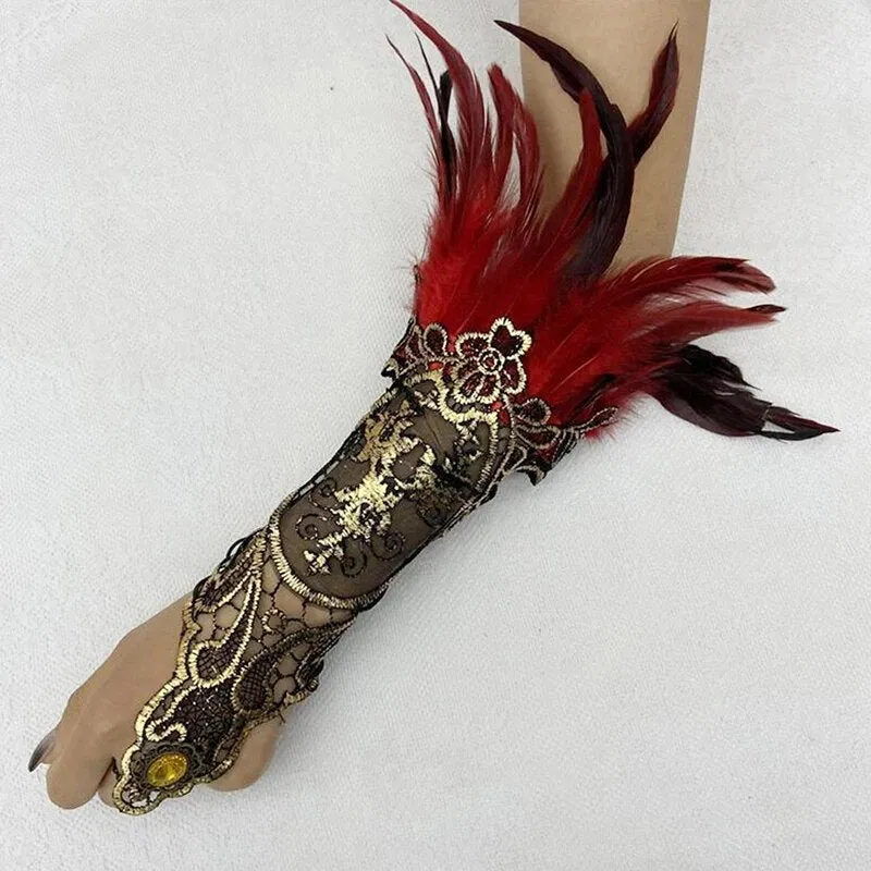 Gothic Steampunk Lace Cuff Fingerless Glove Arm Warmer Bracelet