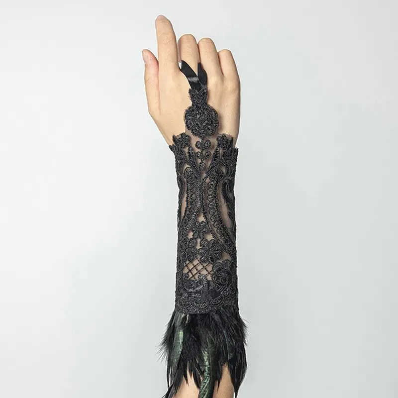 Gothic Steampunk Lace Cuff Fingerless Glove Arm Warmer Bracelet