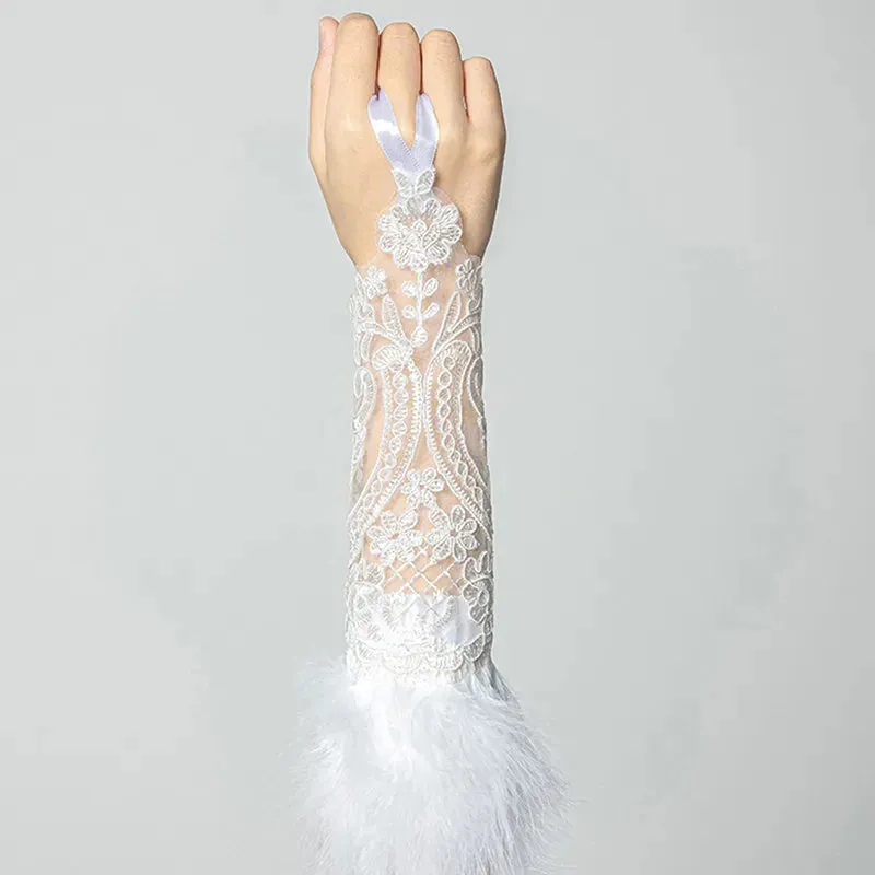 Gothic Steampunk Lace Cuff Fingerless Glove Arm Warmer Bracelet