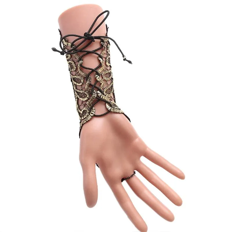 Gothic Steampunk Lace Cuff Fingerless Glove Arm Warmer Bracelet