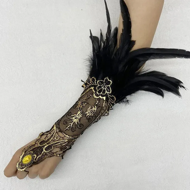 Gothic Steampunk Lace Cuff Fingerless Glove Arm Warmer Bracelet