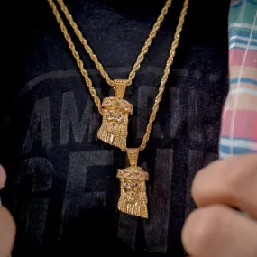 Iced Out 18K Gold Plated Mini Jesus Piece | Golden Gilt