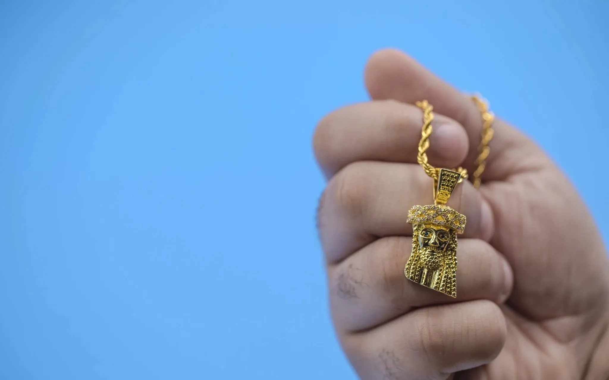 Iced Out 18K Gold Plated Mini Jesus Piece | Golden Gilt