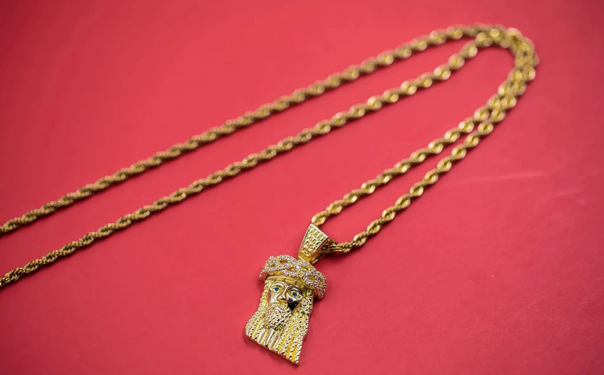 Iced Out 18K Gold Plated Mini Jesus Piece | Golden Gilt