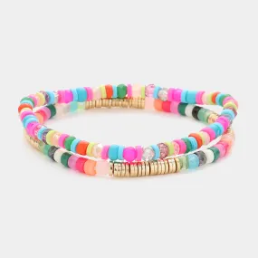 iLLASPARKZ 2PCS - Heishi Beaded Stretch Multi Layered Bracelets