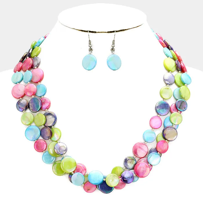 iLLASPARKZ 3-Layered Multi Toned Colorful Shell Necklace