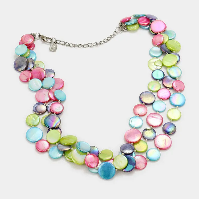 iLLASPARKZ 3-Layered Multi Toned Colorful Shell Necklace