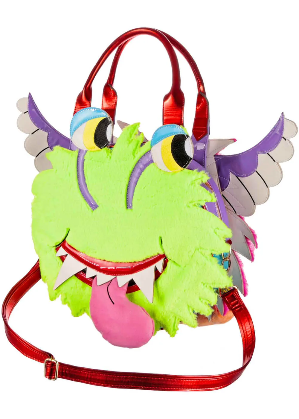 Irregular Choice Fluffy Freaks Monsters Bag Red Green