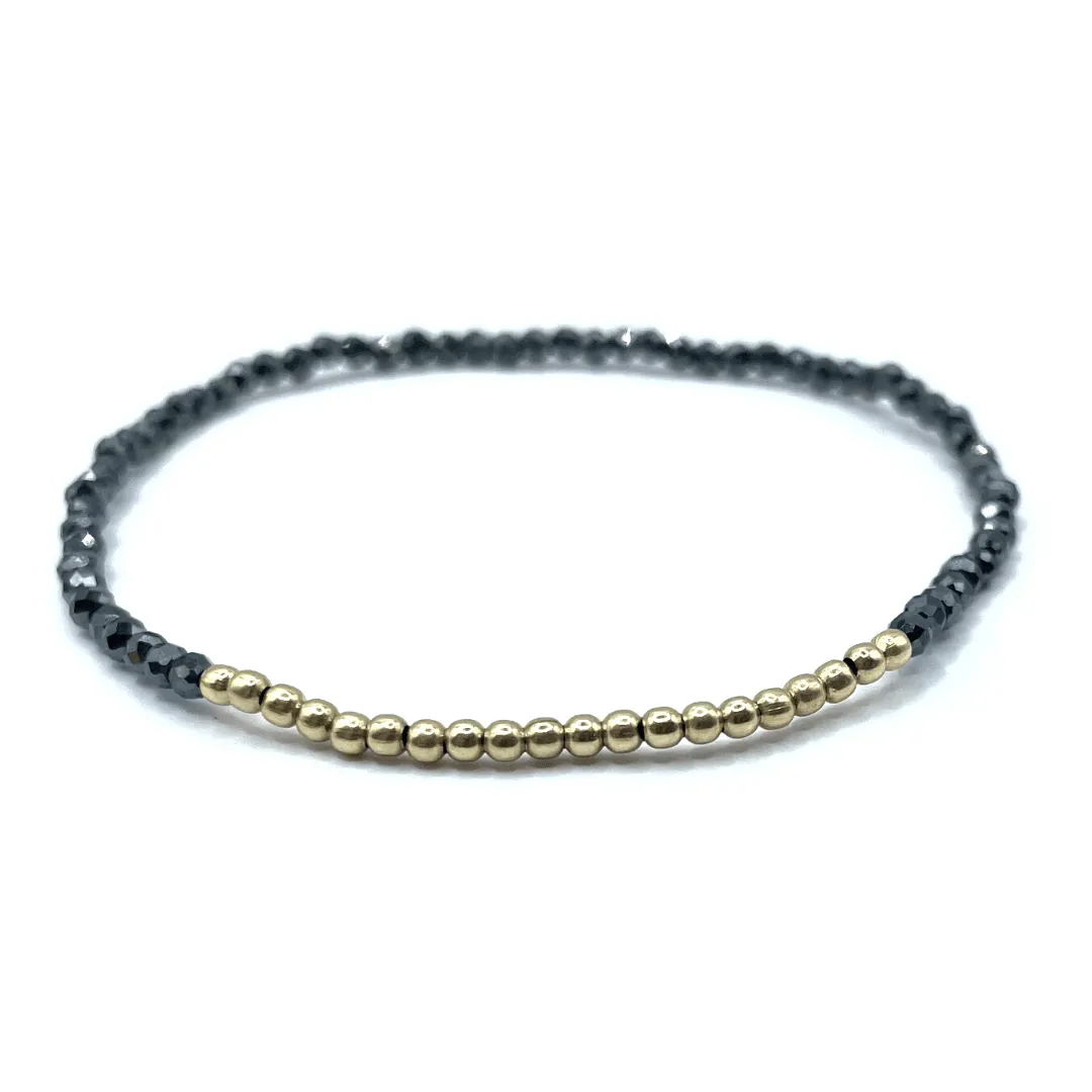 Karma Mini Simple Stretch Bracelet in Pyrite & Gold Filled - 7.0 inch