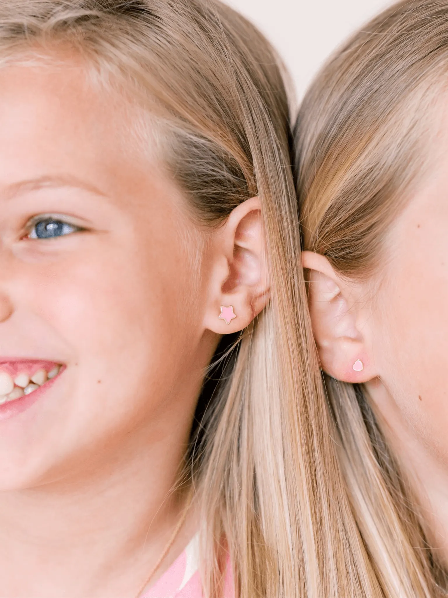 Kid Enamel Pink Star Stud Earring 14K