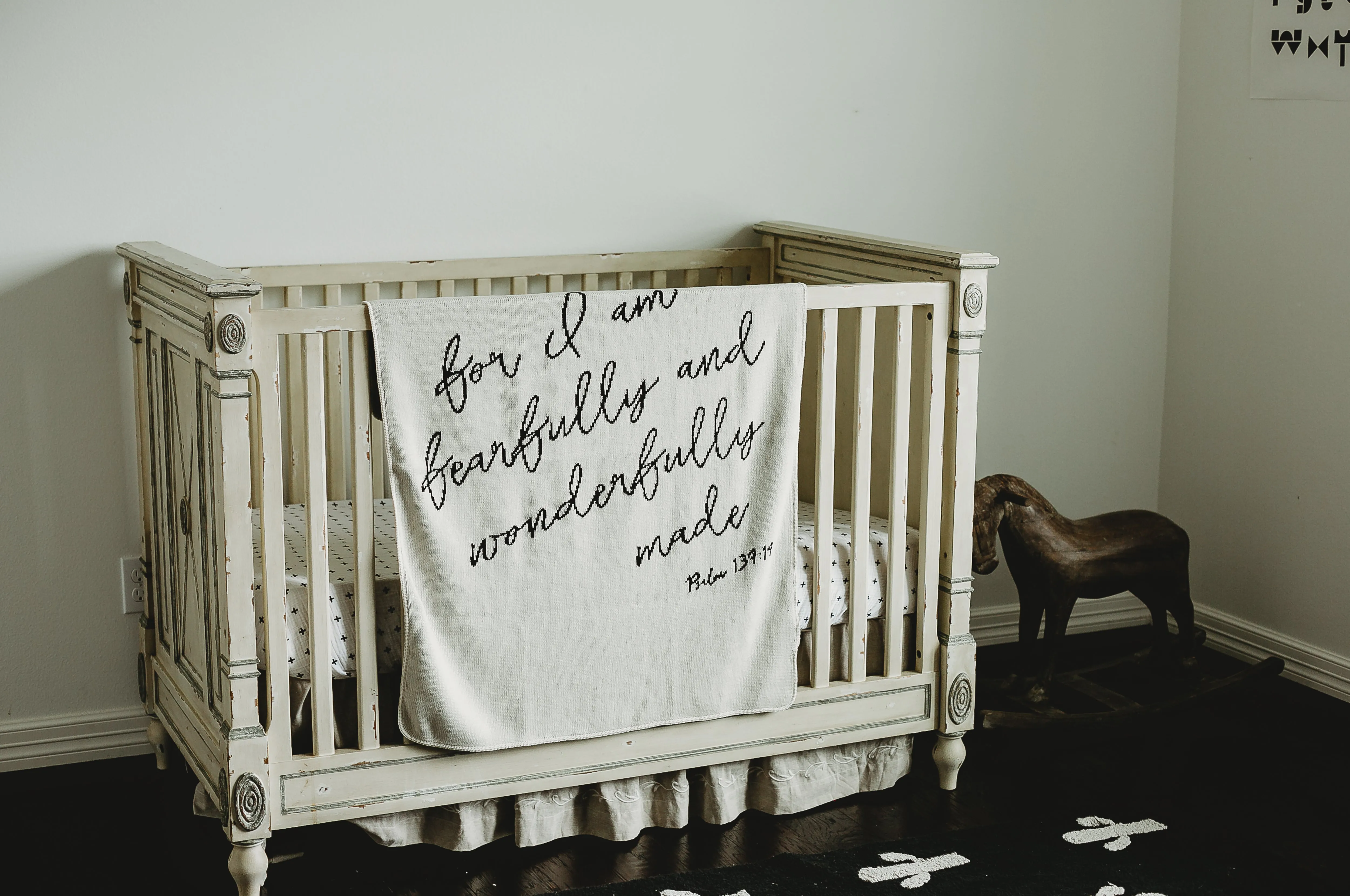 Made in the USA | Recycled Cotton Blend  Fearfully and Wonderfully Made Throw Blanket