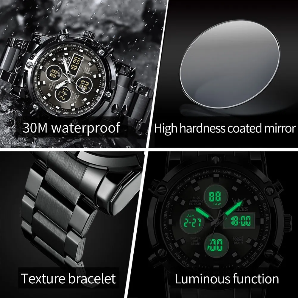 Men's Business Casual Luminous Waterproof LED Digital Sports Wristwatches