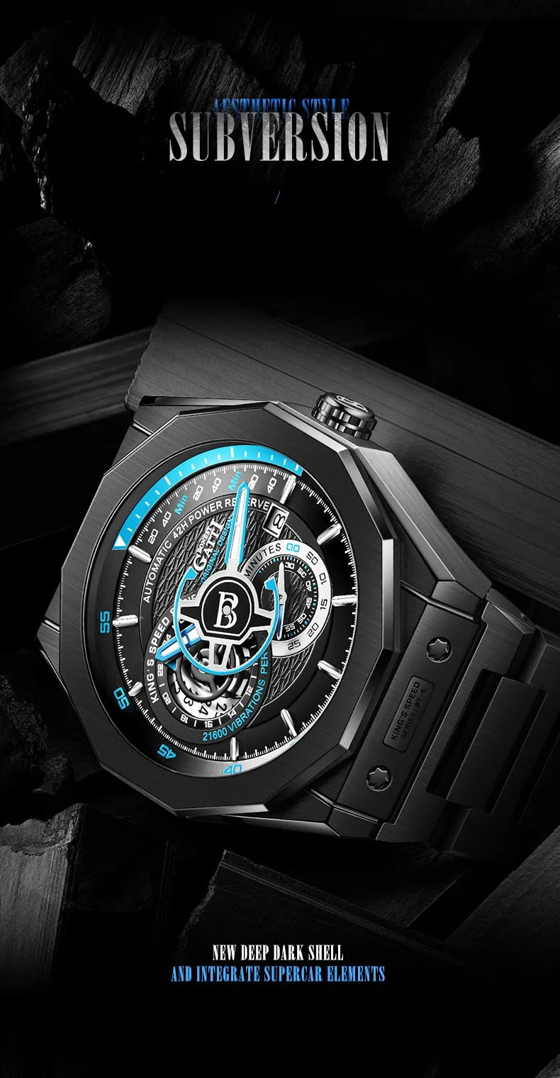 Men's Flying Tourbillon Luminous Stainless Steel Waterproof Wristwatch