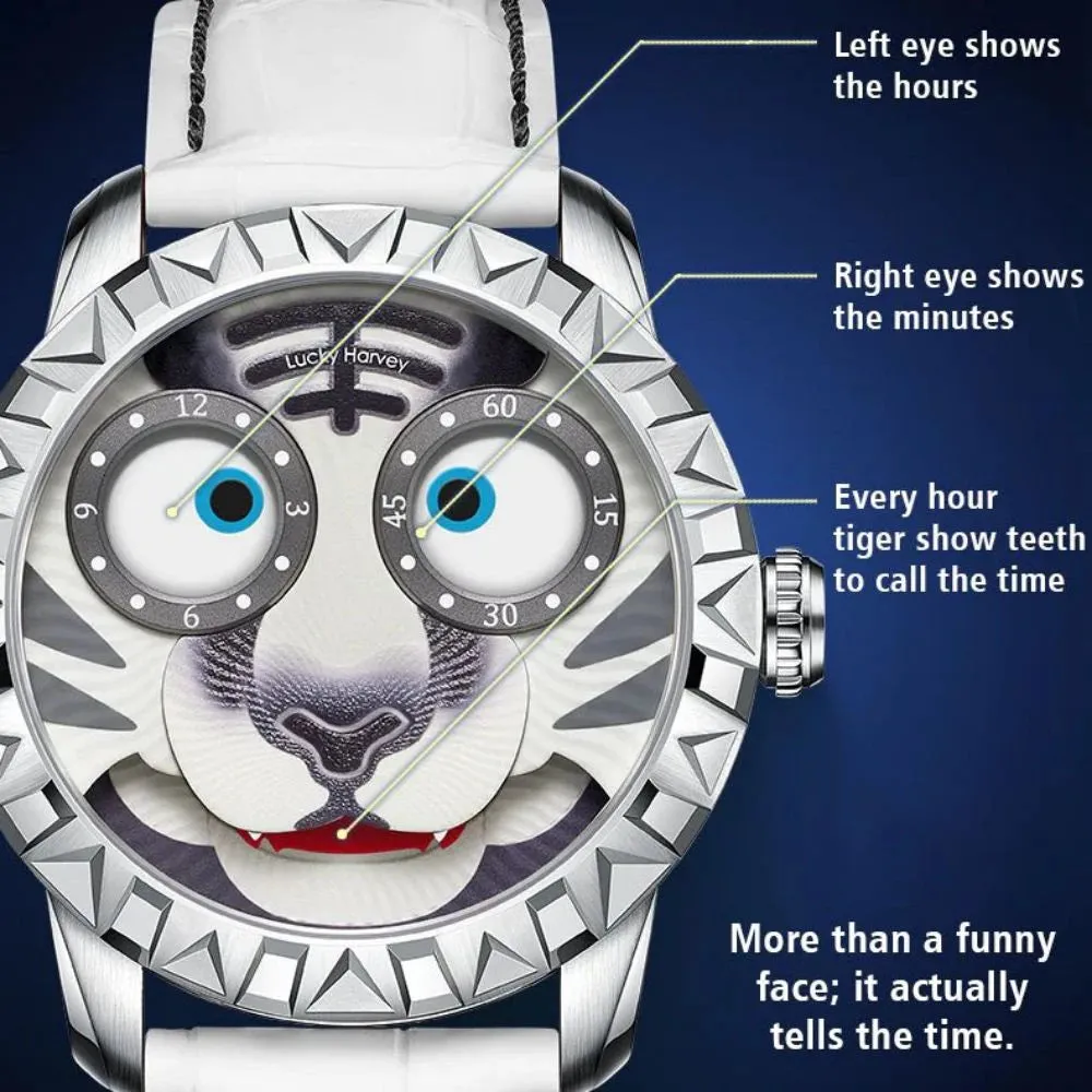 Men's Limited Edition White Tiger Dial Automatic Mechanical Waterproof Watch