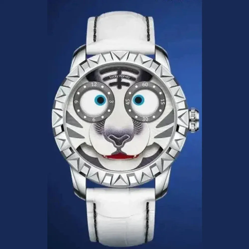 Men's Limited Edition White Tiger Dial Automatic Mechanical Waterproof Watch