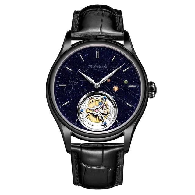 Men's Sapphire Tourbillon Skeleton Luxury Waterproof Casual Wristwatch