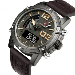 Men's Waterproof Fashion Quartz Leather Digital Military Sports Watches