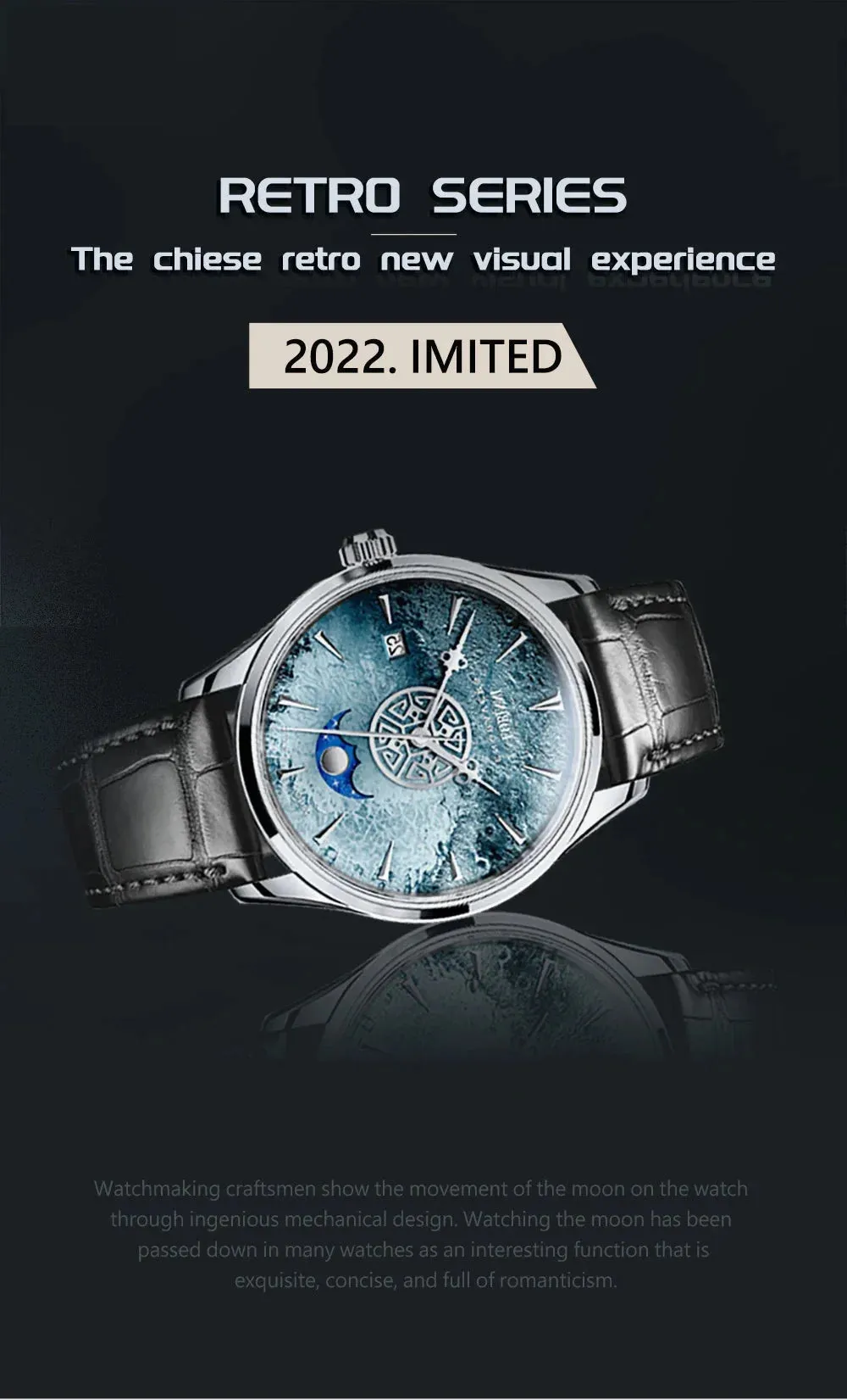 Men's Waterproof Meteorite Dial Sapphire Crystal Mechanical Wristwatch