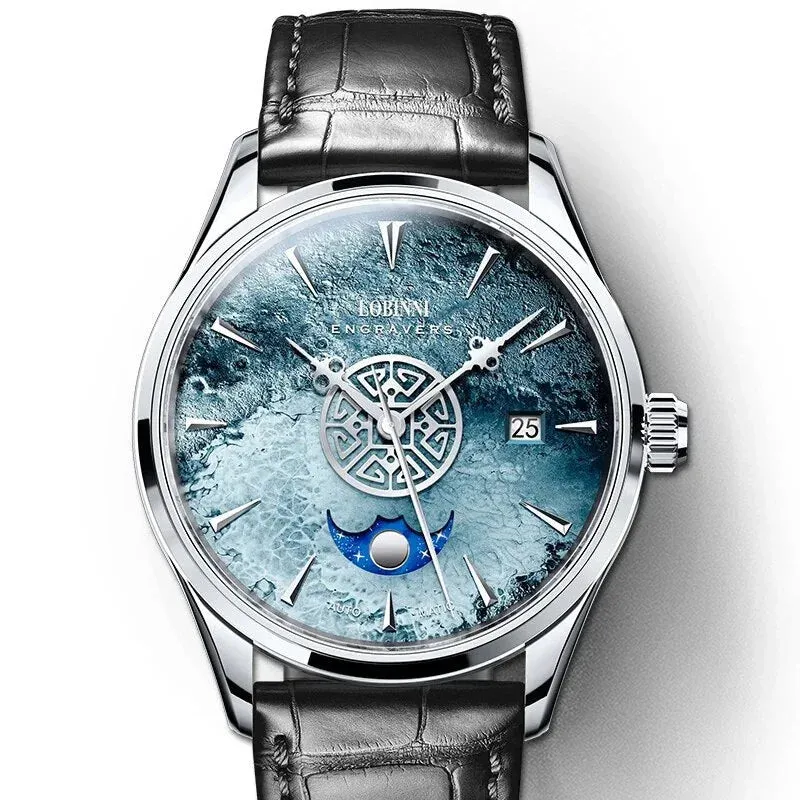 Men's Waterproof Meteorite Dial Sapphire Crystal Mechanical Wristwatch